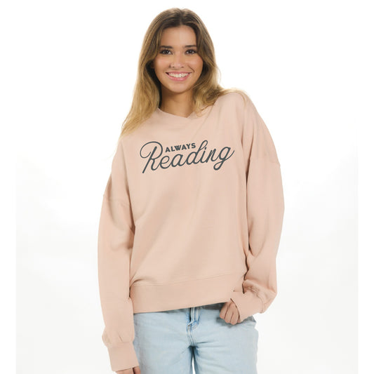 Always Reading Oh So Snuggly Fleece Cross Neck Crew