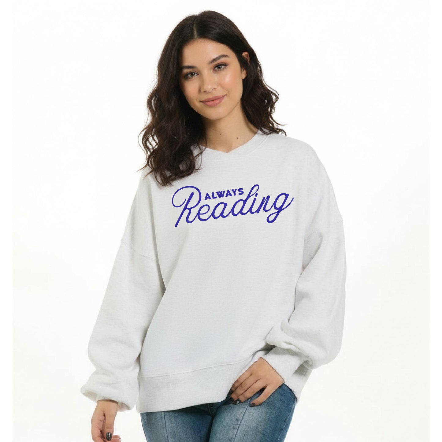Always Reading Oh So Snuggly Fleece Cross Neck Crew