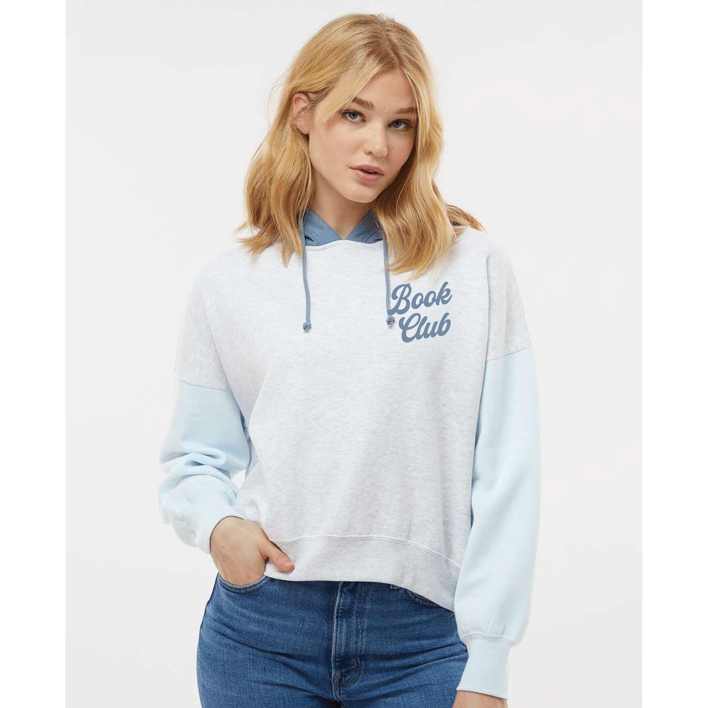 Book Club Sueded Fleece Colorblock Crop Hoodie