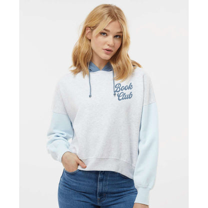 Book Club Sueded Fleece Colorblock Crop Hoodie