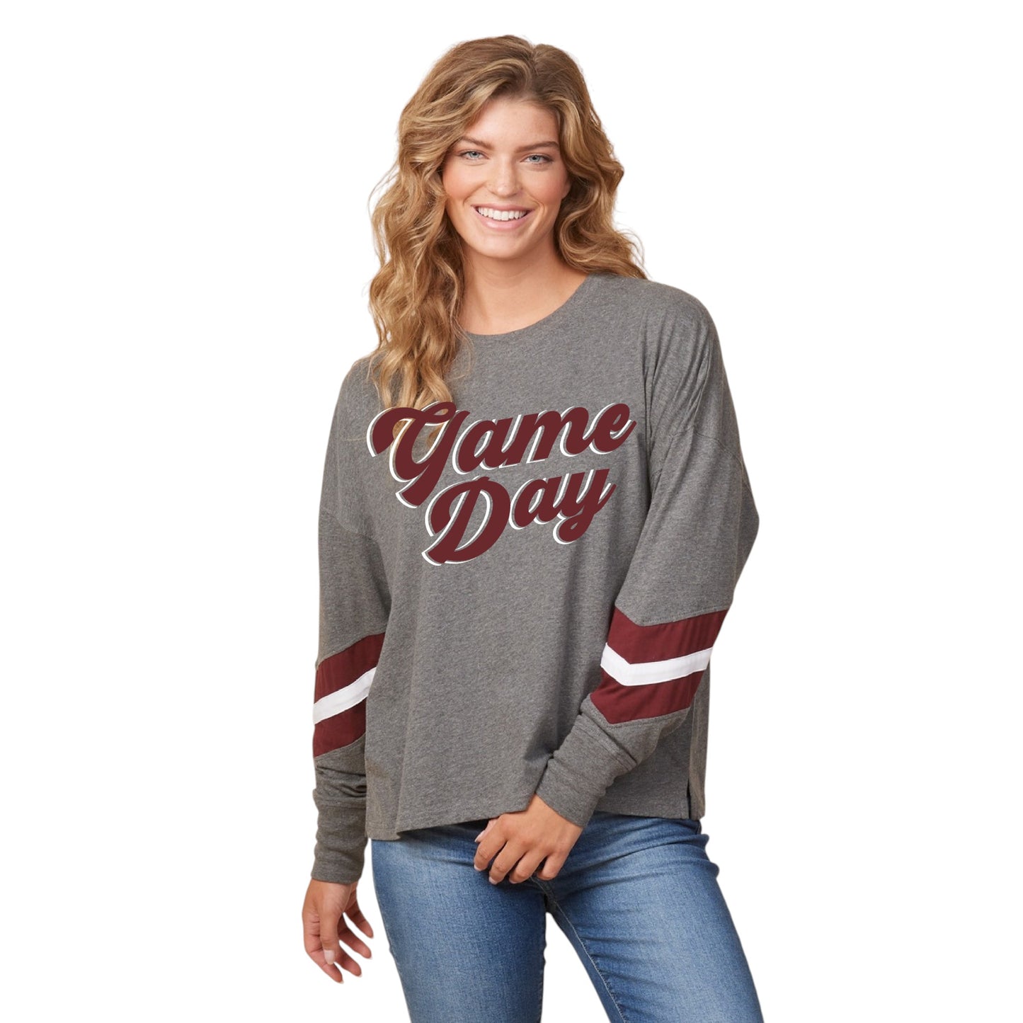 Game Day Boxy Varsity Long Sleeve Tee